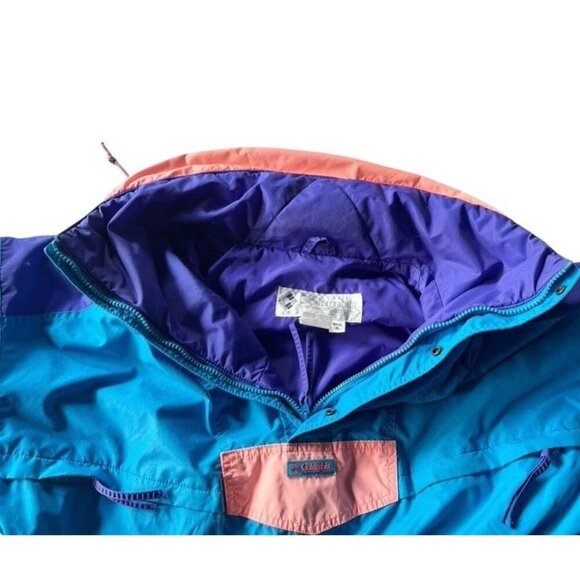 VTG 90s Men's Sz XL Columbia Radial Sleeve Blue Purple Orange Anorak Jacket - Picture 5 of 16